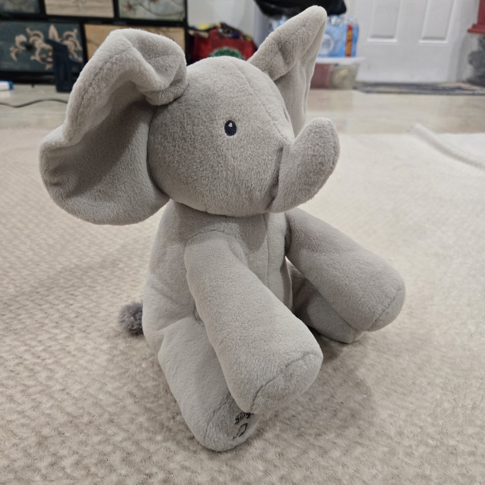 Baby GUND Animated Flappy  Elephant Plush Gray 12" Peek A Boo Ears Hang Low - Picture 6 of 10